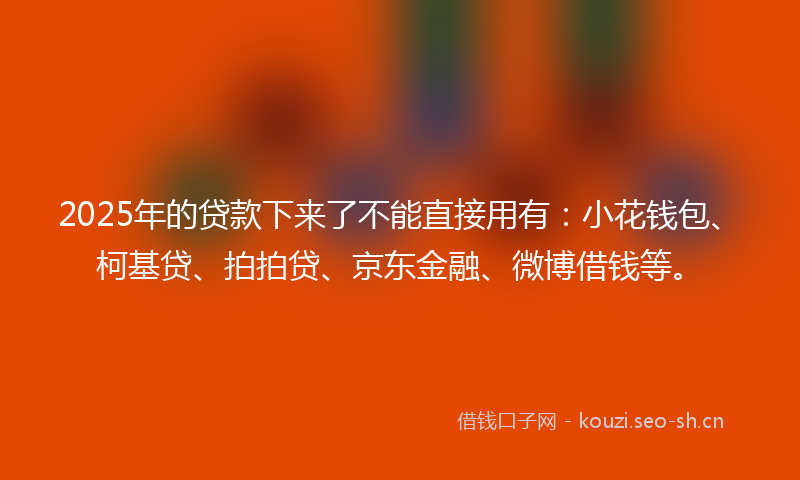 2025年的贷款下来了不能直接用有：小花钱包、柯基贷、拍拍贷、京东金融、微博借钱等。