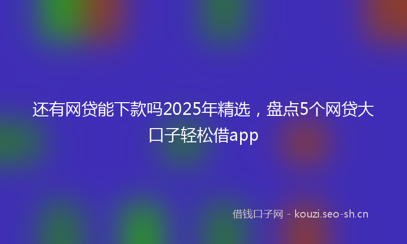 还有网贷能下款吗2025年精选，盘点5个网贷大口子轻松借app
