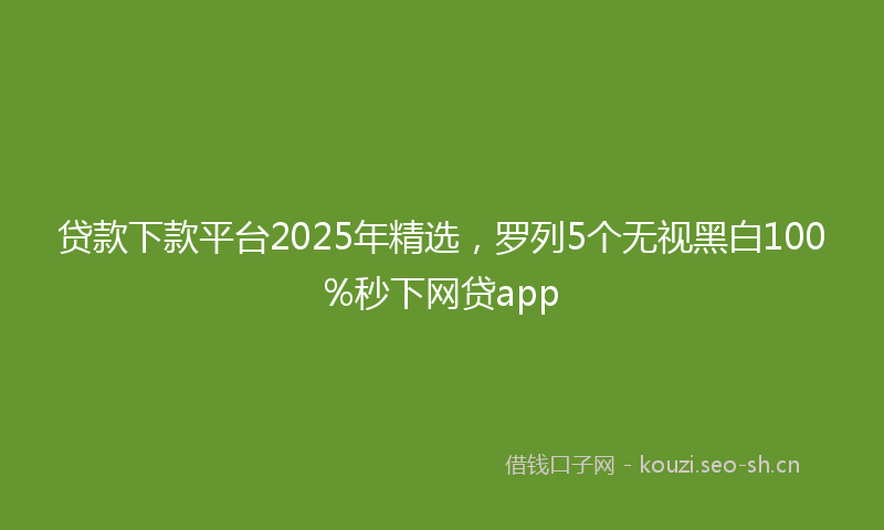 贷款下款平台2025年精选，罗列5个无视黑白100%秒下网贷app
