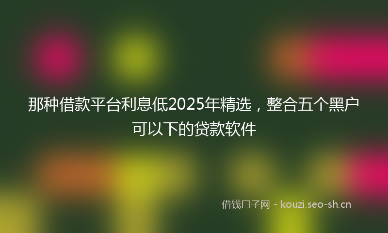 那种借款平台利息低2025年精选，整合五个黑户可以下的贷款软件