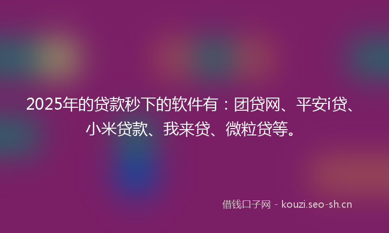 2025年的贷款秒下的软件有：团贷网、平安i贷、小米贷款、我来贷、微粒贷等。