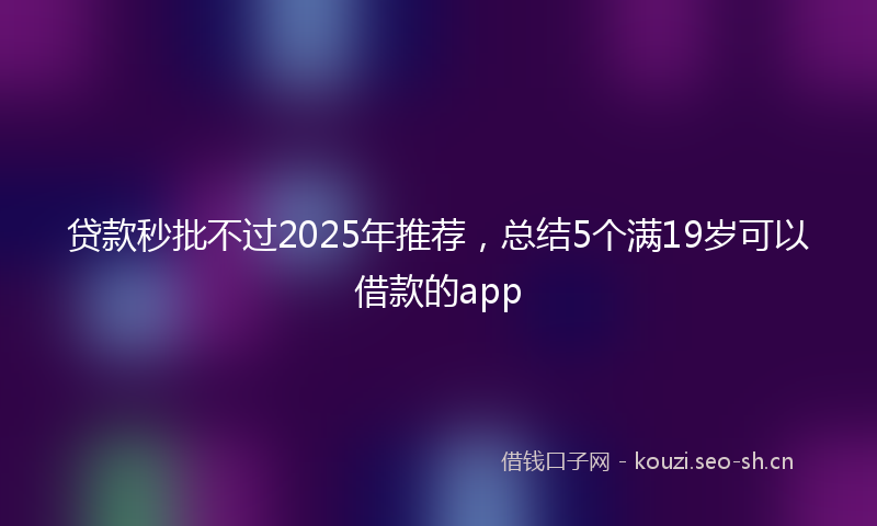 贷款秒批不过2025年推荐，总结5个满19岁可以借款的app