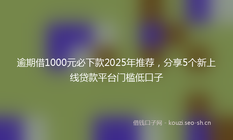 逾期借1000元必下款2025年推荐，分享5个新上线贷款平台门槛低口子
