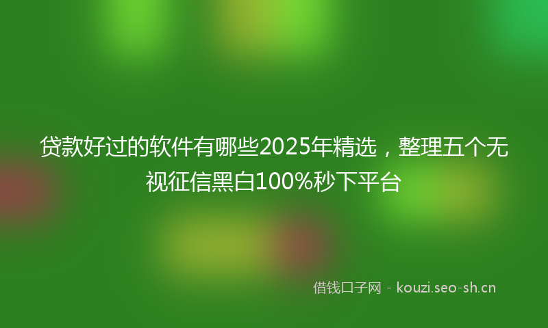贷款好过的软件有哪些2025年精选，整理五个无视征信黑白100%秒下平台