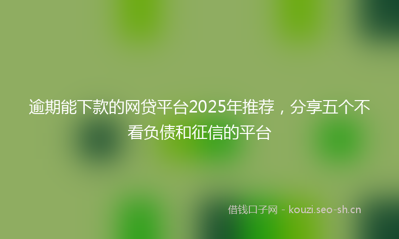 逾期能下款的网贷平台2025年推荐，分享五个不看负债和征信的平台