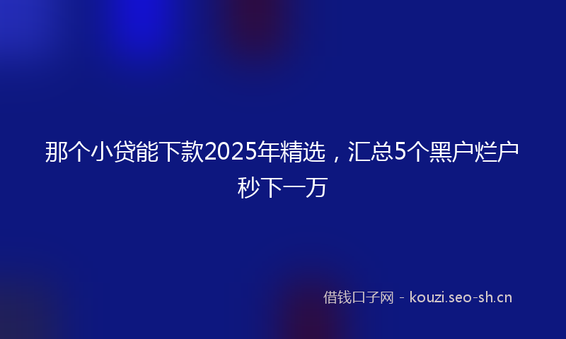 那个小贷能下款2025年精选，汇总5个黑户烂户秒下一万