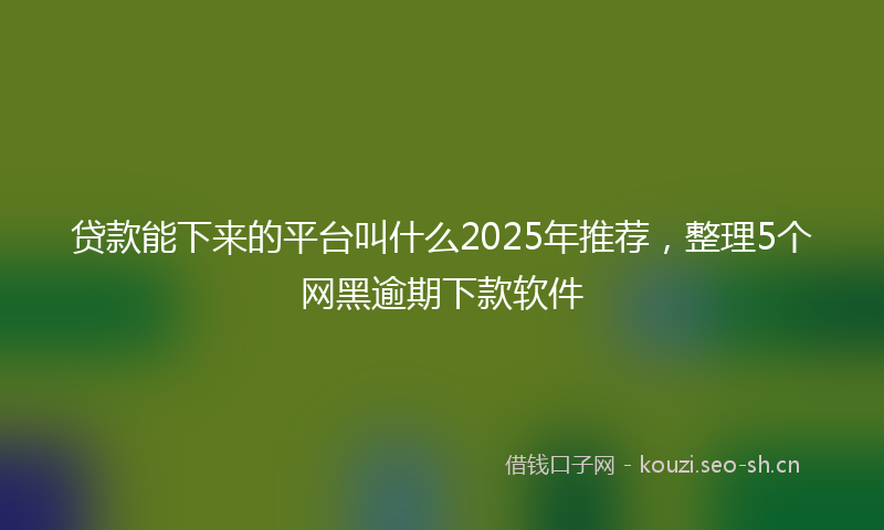 贷款能下来的平台叫什么2025年推荐，整理5个网黑逾期下款软件