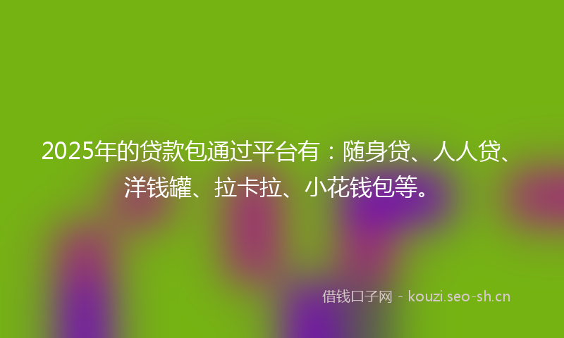 2025年的贷款包通过平台有：随身贷、人人贷、洋钱罐、拉卡拉、小花钱包等。