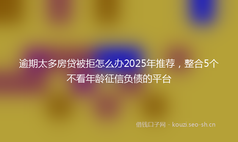 逾期太多房贷被拒怎么办2025年推荐，整合5个不看年龄征信负债的平台