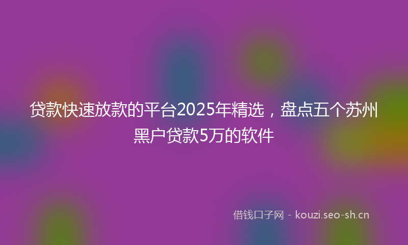 贷款快速放款的平台2025年精选，盘点五个苏州黑户贷款5万的软件