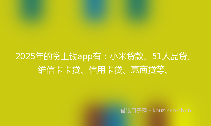 2025年的贷上钱app有：小米贷款、51人品贷、维信卡卡贷、信用卡贷、惠商贷等。
