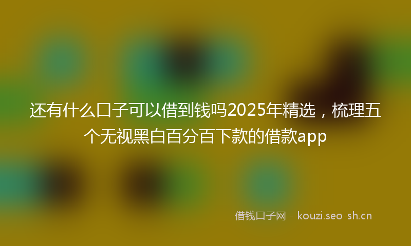 还有什么口子可以借到钱吗2025年精选,梳理五个无视黑白百分百下款的借款app