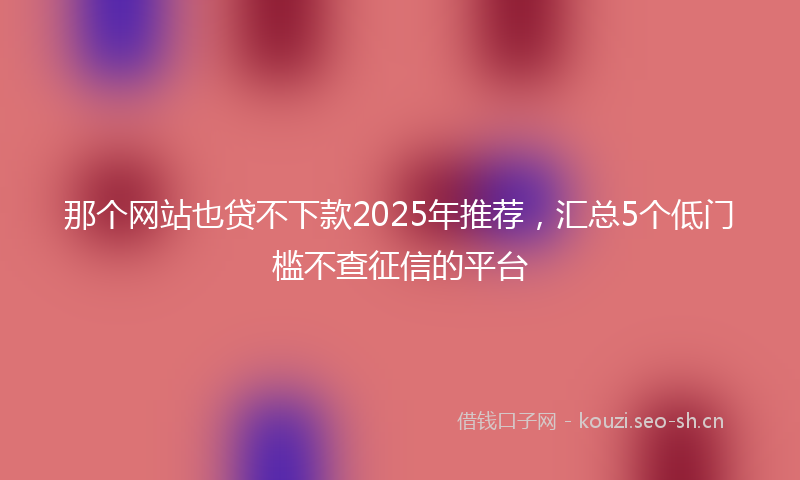 那个网站也贷不下款2025年推荐，汇总5个低门槛不查征信的平台
