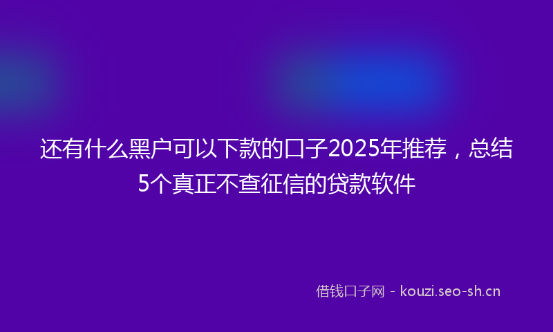 还有什么黑户可以下款的口子2025年推荐，总结5个真正不查征信的贷款软件