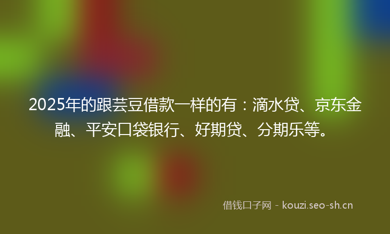 2025年的跟芸豆借款一样的有：滴水贷、京东金融、平安口袋银行、好期贷、分期乐等。
