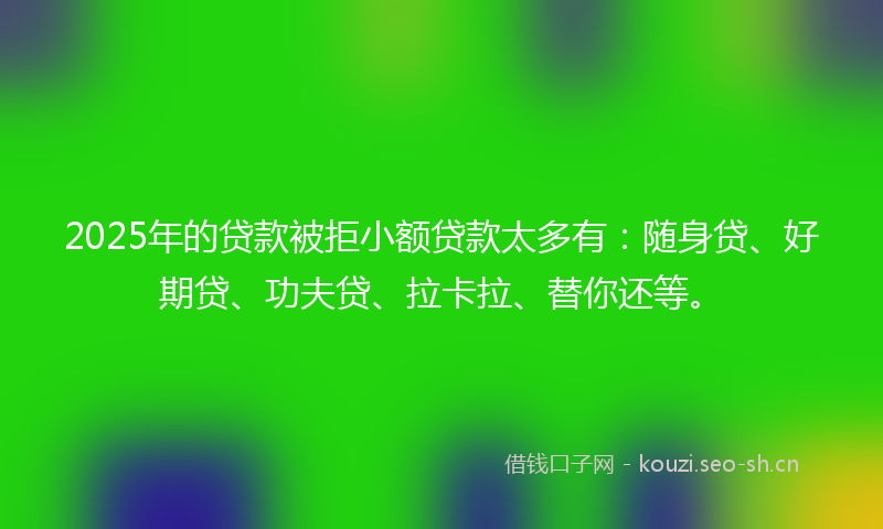 2025年的贷款被拒小额贷款太多有：随身贷、好期贷、功夫贷、拉卡拉、替你还等。