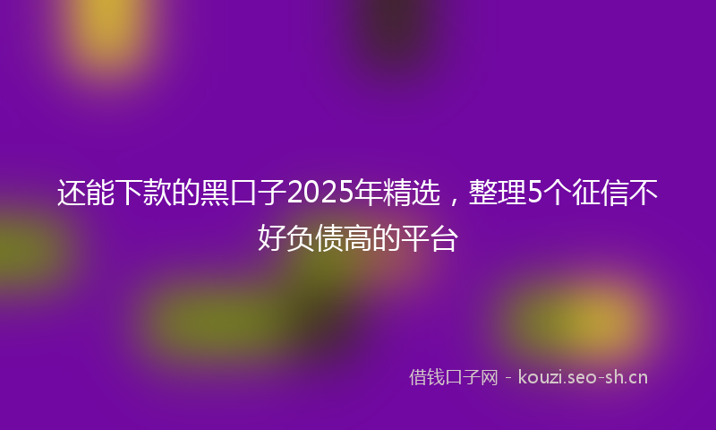 还能下款的黑口子2025年精选,整理5个征信不好负债高的平台