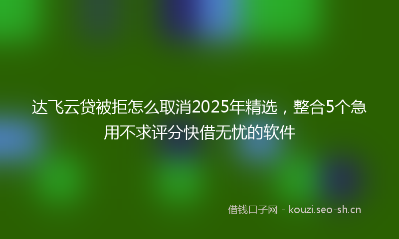 达飞云贷被拒怎么取消2025年精选，整合5个急用不求评分快借无忧的软件