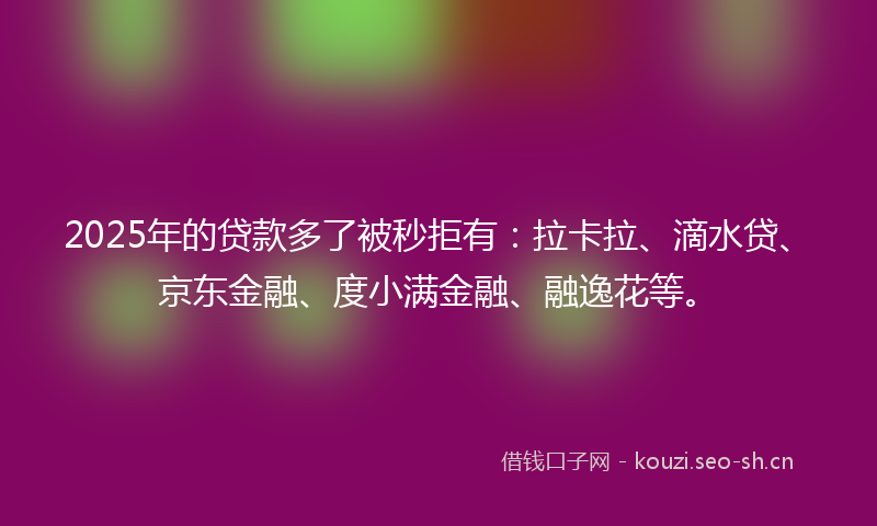 2025年的贷款多了被秒拒有：拉卡拉、滴水贷、京东金融、度小满金融、融逸花等。