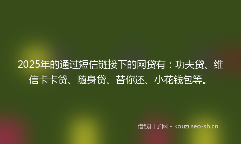 2025年的通过短信链接下的网贷有：功夫贷、维信卡卡贷、随身贷、替你还、小花钱包等。