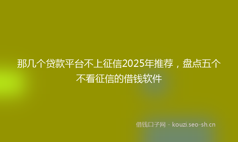 那几个贷款平台不上征信2025年推荐，盘点五个不看征信的借钱软件
