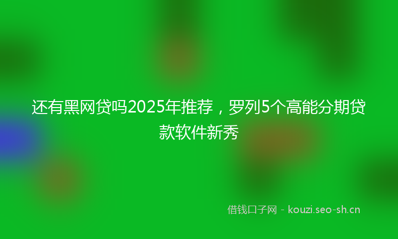 还有黑网贷吗2025年推荐，罗列5个高能分期贷款软件新秀