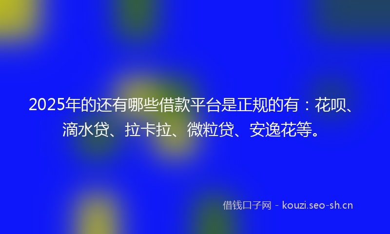 2025年的还有哪些借款平台是正规的有：花呗、滴水贷、拉卡拉、微粒贷、安逸花等。