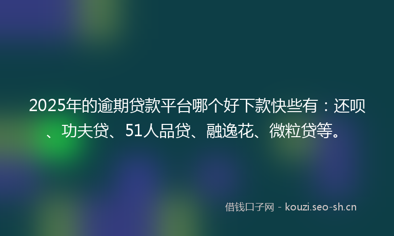2025年的逾期贷款平台哪个好下款快些有：还呗、功夫贷、51人品贷、融逸花、微粒贷等。