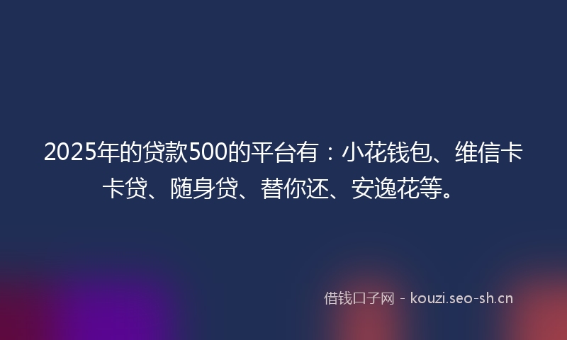 2025年的贷款500的平台有：小花钱包、维信卡卡贷、随身贷、替你还、安逸花等。