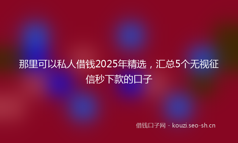 那里可以私人借钱2025年精选,汇总5个无视征信秒下款的口子