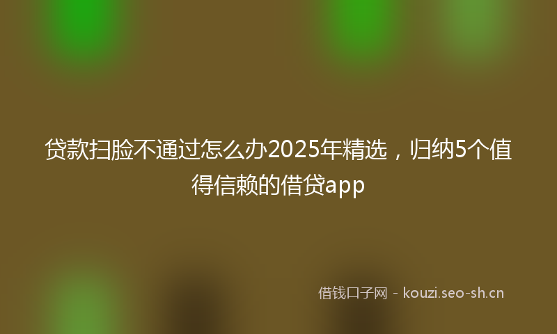贷款扫脸不通过怎么办2025年精选，归纳5个值得信赖的借贷app