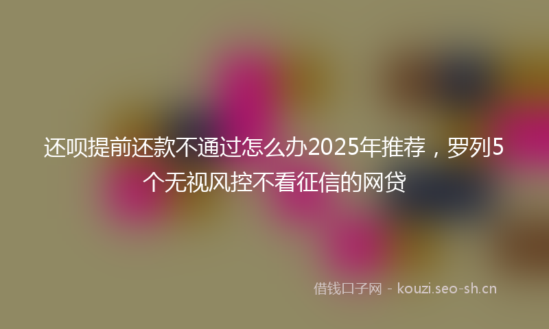 还呗提前还款不通过怎么办2025年推荐，罗列5个无视风控不看征信的网贷