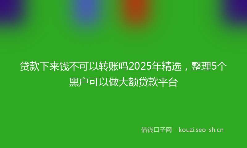 贷款下来钱不可以转账吗2025年精选，整理5个黑户可以做大额贷款平台