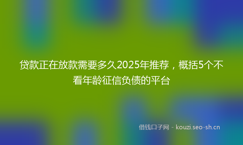 贷款正在放款需要多久2025年推荐，概括5个不看年龄征信负债的平台