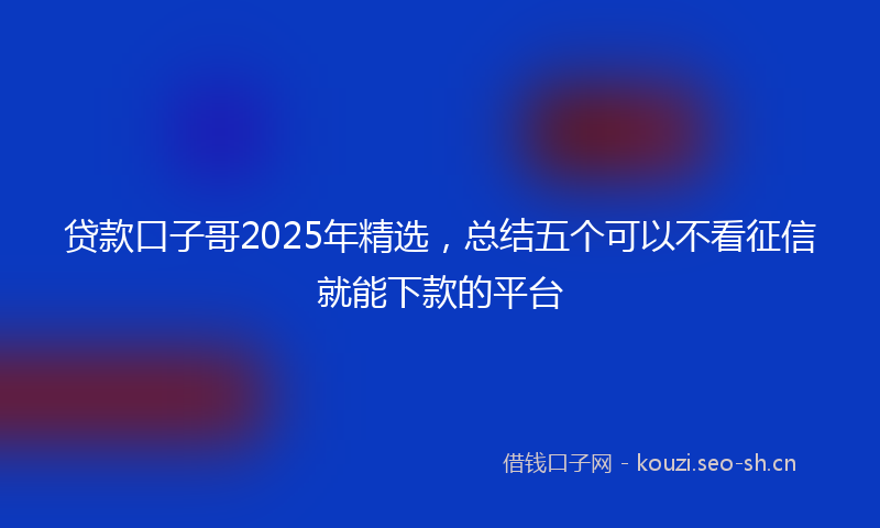 贷款口子哥2025年精选，总结五个可以不看征信就能下款的平台