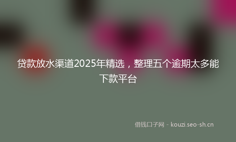 贷款放水渠道2025年精选，整理五个逾期太多能下款平台