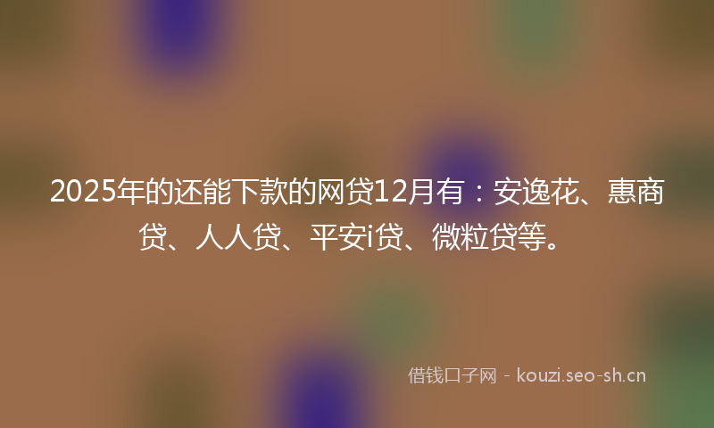 2025年的还能下款的网贷12月有：安逸花、惠商贷、人人贷、平安i贷、微粒贷等。