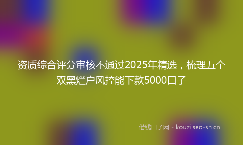 资质综合评分审核不通过2025年精选,梳理五个双黑烂户风控能下款5000口子