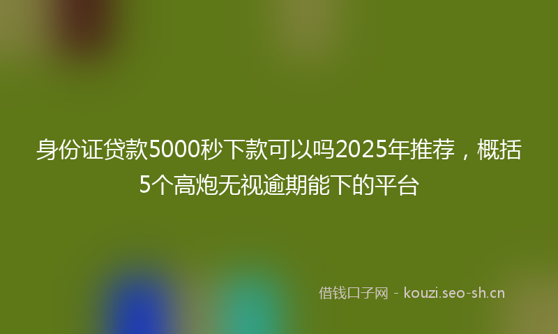 身份证贷款5000秒下款可以吗2025年推荐，概括5个高炮无视逾期能下的平台