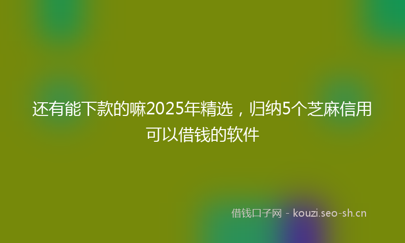 还有能下款的嘛2025年精选，归纳5个芝麻信用可以借钱的软件