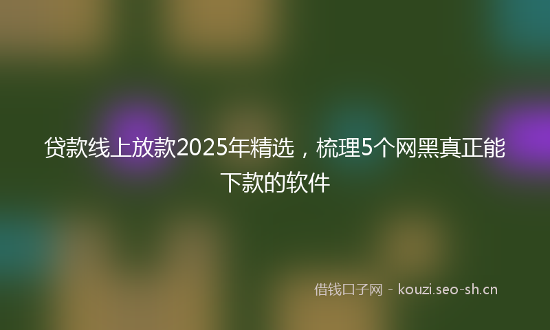 贷款线上放款2025年精选，梳理5个网黑真正能下款的软件