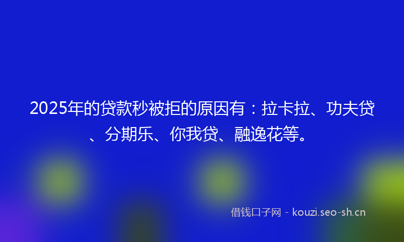 2025年的贷款秒被拒的原因有：拉卡拉、功夫贷、分期乐、你我贷、融逸花等。