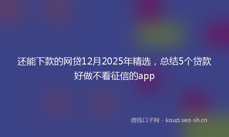 还能下款的网贷12月2025年精选，总结5个贷款好做不看征信的app