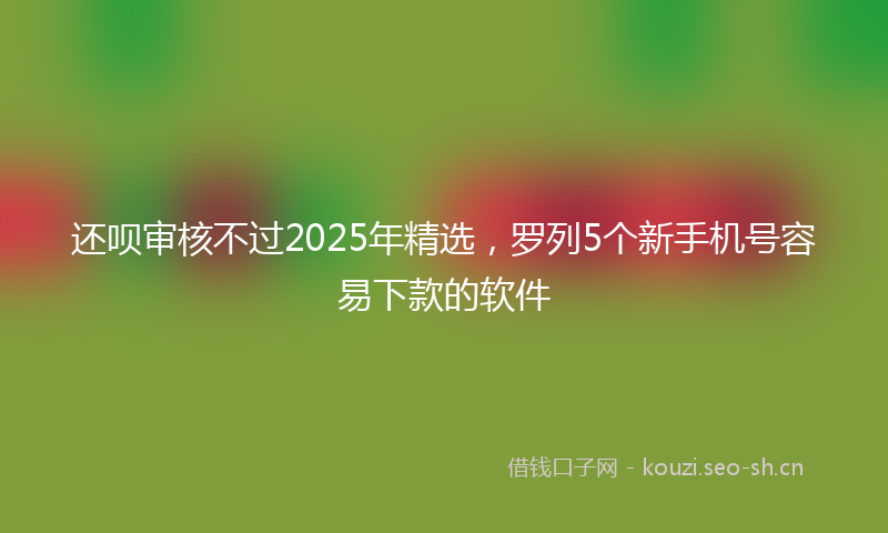 还呗审核不过2025年精选，罗列5个新手机号容易下款的软件