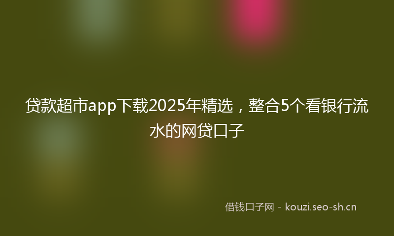 贷款超市app下载2025年精选，整合5个看银行流水的网贷口子