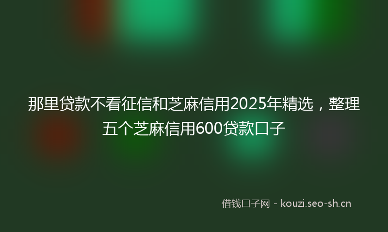 那里贷款不看征信和芝麻信用2025年精选，整理五个芝麻信用600贷款口子