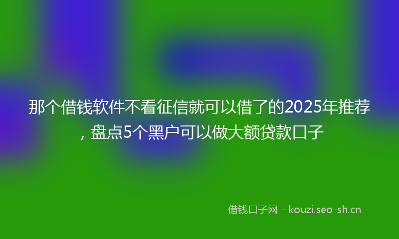 那个借钱软件不看征信就可以借了的2025年推荐，盘点5个黑户可以做大额贷款口子