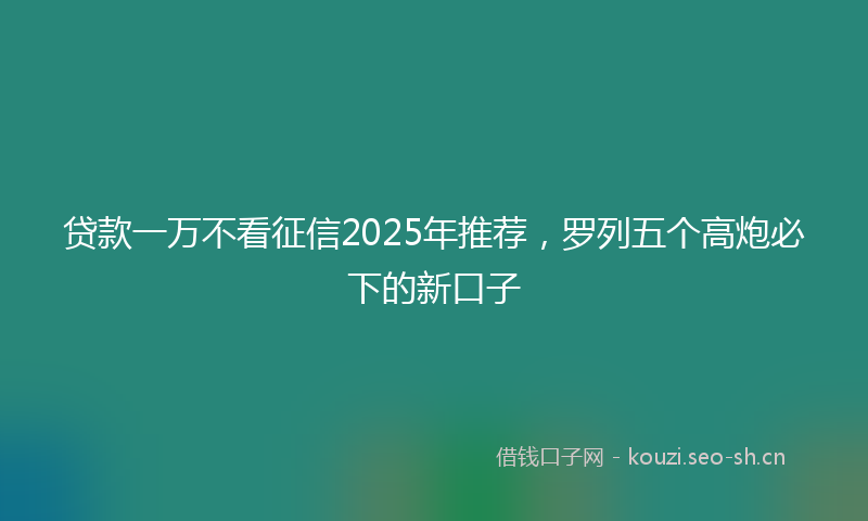 贷款一万不看征信2025年推荐，罗列五个高炮必下的新口子