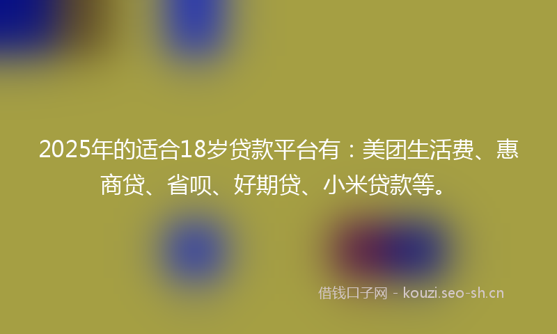 2025年的适合18岁贷款平台有：美团生活费、惠商贷、省呗、好期贷、小米贷款等。