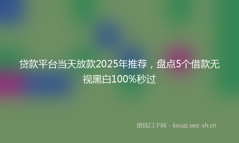 贷款平台当天放款2025年推荐，盘点5个借款无视黑白100%秒过